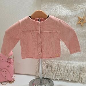 578. Chloé Baby Girl Pink Viscose, Cotton & Silk Knit Cardigan - 18M